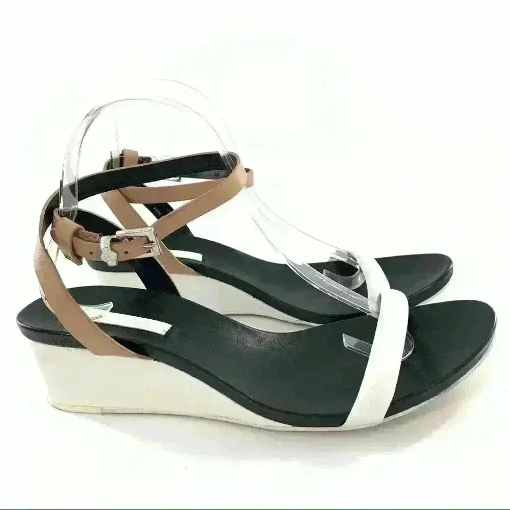 BCBG maxazria size 9.5 39.5 Darcie leather minimalist coastalgranny wedges
